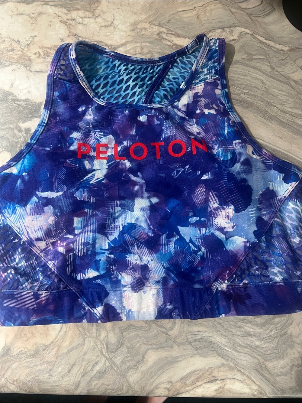 Peloton Women's Blue Purple Print Sports Bra with pads
